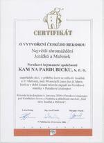 Certifikát o vytvoření rekordu v Setkání Jeníčků a Mařenek 2006